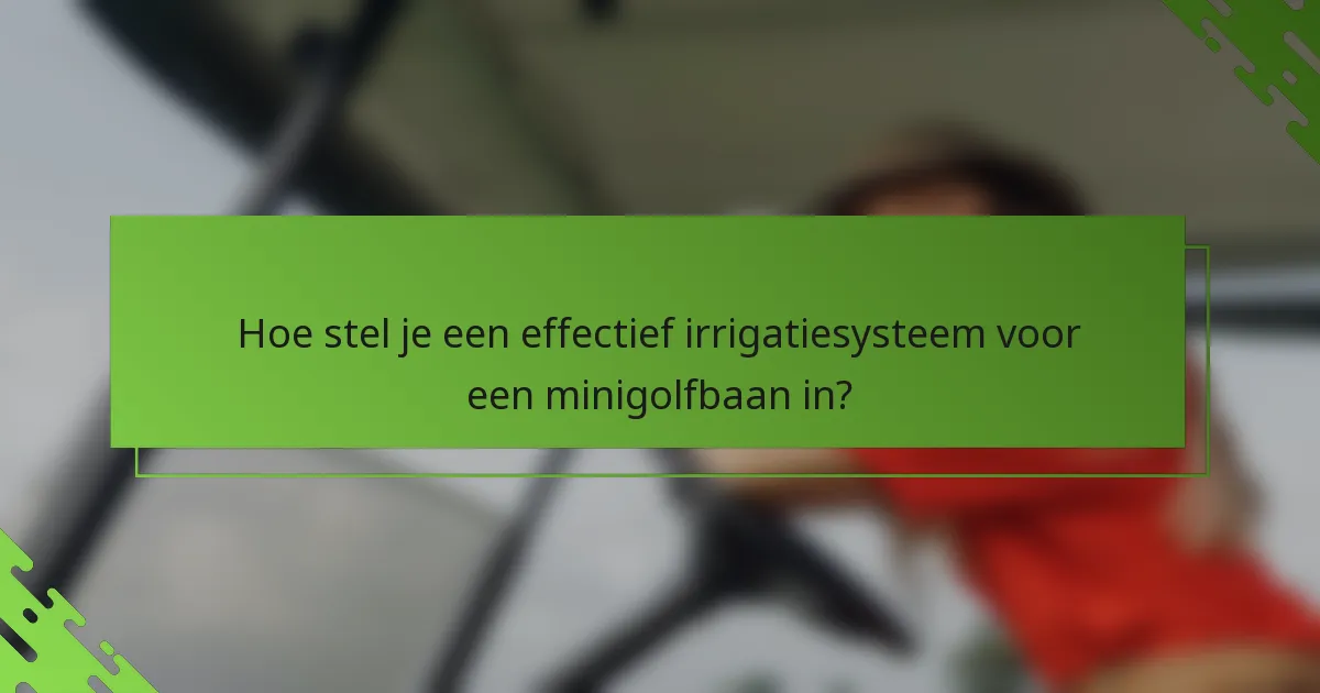 Hoe stel je een effectief irrigatiesysteem voor een minigolfbaan in?